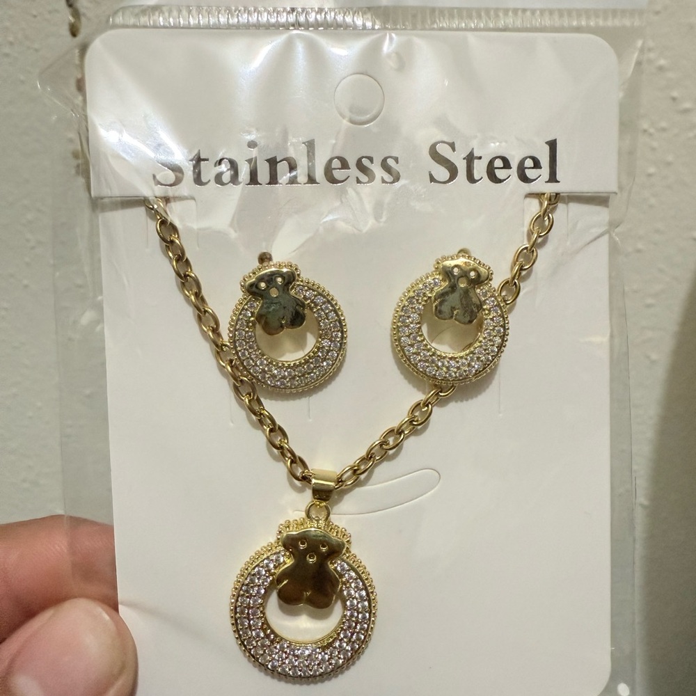 Gold and Silver Stainless Steel Jewelry Set
